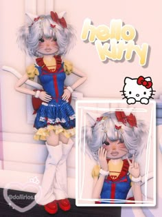 Follow her cuz this is so STINKING CUTEE<3 Hello Kitty Fit, Fantasia Dress, Make Outfits, London Queen, Under An Umbrella, Soft Kidcore, Clothes For Dolls, Hello Kitty Dress, Her Outfits