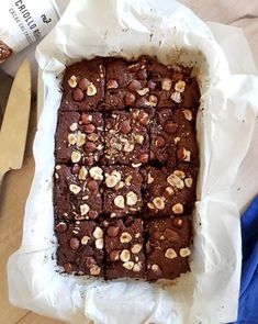 a chocolate brownie with nuts in the middle