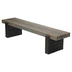 a wooden bench sitting on top of a white background