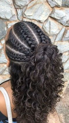 Braiding Hair Ideas For Black Women, Braided Hairstyles Beach Summer, Simple Braided Hairstyles For Curly Hair, Curly Hair Styles For 4th Of July, Braided Hairstyles For Long Curly Hair, Hairstyles For Long Hair French Braids, Black Hairstyles Curly Hair, Knotted Braids Hairstyles, Thick Long Curly Hairstyles