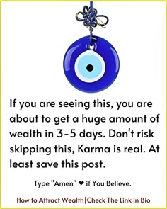 a blue evil eye with the words if you are seeing this, you are about to get a huge amount of weight in 3 - 5 days don't