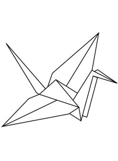 an origami bird is shown in black and white