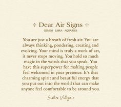 the poem dear air signs is written in brown ink