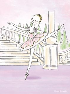 a drawing of a ballerina on the steps