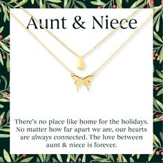 Aunts can be like second moms to their nieces. Share a meaningful message and symbolic jewelry that represents your deep bond. Christmas Necklace, Butterfly Pendant Necklace, Butterfly Pendant