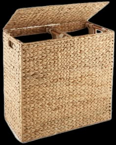 a large woven basket with two handles