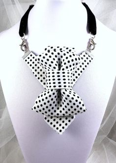 Spotted Tie for Women, White Bow Tie, Polka Dot Necktie, Multi Functional Tie Stylish Neckwear for Women - Etsy Women Neck Tie, Quirky Outfits, White Bow Tie, Costume Noir, Tie For Women