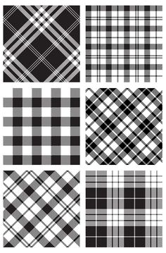 four different plaid patterns in black and white, each with an individual's own design