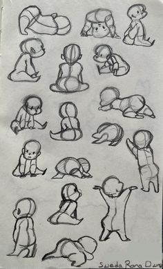 some drawings of people sitting and standing