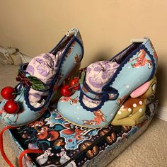 Worn A Couple Times With Scuffing Noted On Soles (See Pictures). Original Box (Box Has Some Wear). Irregular Choice Shoes, Closet Colors, Irregular Choice, Dream Shoes, Gray White, Shoes Women Heels, A Couple, Deer, Original Box