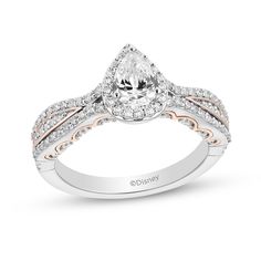 a white and rose gold engagement ring