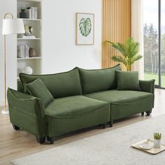 Retro corduroy, soft to the touch and rich three-dimensional sense with the hand or under different light will have a color reaction, so that the sofa interesting not monotonous Ebern Designs Fabric: Green Corduroy | Ebern Designs Tremayne Sofa 32.28 H x 88.0 W x 35.43 D in green | 32.28" H X 88" W X 35.43" D | Wayfair Corduroy Couch, Pillow Storage, Folding Sofa Bed, Green Couch, Green Sofa, Couches Living Room, Best Sofa, Room Sofa, Sofa Bed