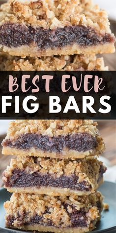 the best ever fig bars are made with chocolate and oatmeal crumbs