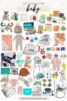 a collage of baby items with the words gift ideas for baby