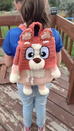 This is my design for an adorable red Heeler backpack. My kids love this show and wanted items from it, so we made this with yarn that was cheap and easy to get a hold of in case there is many others who would love it as well! With it being a gift for kids I also added instructions for adding a fabric liner to make sure none of their little treasures could squeeze out between the stitches. Happy crocheting! Camera Crochet Pattern, Crochet Accessories For Boys, Crochet Stitch Blanket Disney, Cute Crochet Dinosaur, Crochet School Stuff, Crochet Disney Clothes, Kc Chiefs Crochet Patterns, Crochet Disney Stitch, Small Sewing Crafts