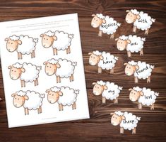 sheep stickers are shown next to a sheet of paper