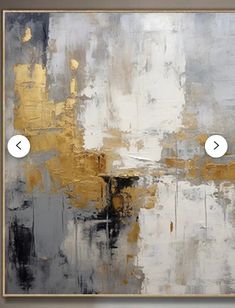 an abstract painting with gold and grey colors