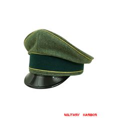 WWII German Heer General Wool visor cap Green Military Flat Cap, Military Style Green Flat Cap, Classic Green Visor Hats, Classic Green Hat With Curved Visor, Ww2 German Uniform, Wwii Uniforms, German Empire, German Uniforms, Visor Cap