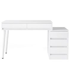 a white desk with two drawers on each side