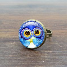 Fashion Women Rings Owl Art Glass Cabochon Vintage Jewelry Ancient Bronze Adjustable Animal ring Wholesale Animal Ring, Animal Rings, Owl Art, Art Glass, Women Rings, Fashion Women, Glass Art, Vintage Jewelry, Silver Rings