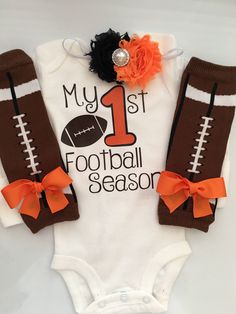 Baby Girl outfit -My 1st Football Season- baby girl outfit - football legwarmers - Newborn Football outfit - Preemie-24 month-BLACK ORANGE Girls Football Outfit, Newborn Football, Hockey Outfits, Racing Baby, Football Outfit, Soccer Baby, Orange Bows, Camo Baby Stuff, Baby Girl Outfit