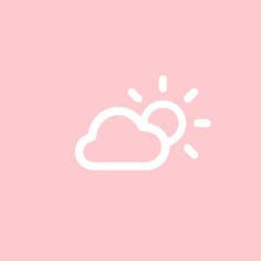 a pink background with a white cloud and sun