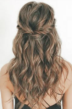 Wedding Hair Half, Bridesmaid Hair Long, Long Hair Wedding Styles, Girl Haircuts, Cute Hairstyles For Short Hair, Wedding Hair And Makeup, Long Curly Hair, Elegant Hairstyles