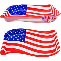 two american flags shaped like boats with the words 10ps set written on each one