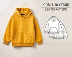 a child's hoodie and sweatshirt sewing pattern with the text kids 1 - 10 years sewing pattern