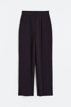 Relaxed-fit  dressy pants in jersey with a high waist. Elasticized waistband  diagonal side pockets  and wide legs with pleats at top and creases at front. High Waisted Dress Pants, Slacks Pants, Slack Pants, Dressy Pants, M Beauty, Wide Legs, Tailored Trousers, Wide Leg Trousers, Fashion Company