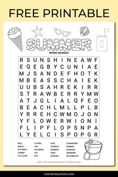 a free printable summer word search for kids