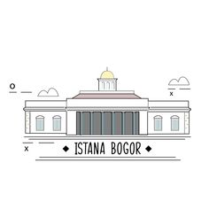 an outline drawing of the exterior of a building with words that read, istana bogr