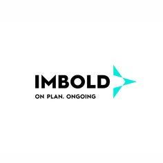 the imbold logo is shown in black and blue, with an arrow pointing to it