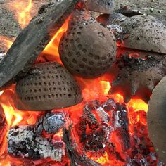 some rocks are sitting on top of an open fire