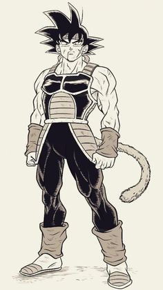 an image of the character trunks from dragon ball zoroa, drawn in black and white