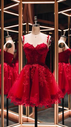 #affordablefashion #partydress #bodycondress #style #ootd #littleblackdress Quince After Party Dress Red, Red Puffy Dress Short, Red Quince Damas Outfits, Red Wedding Dress Short, Red Quince Court, Red Bday Dress, Dama Outfits Quinceanera, Red Dama Dresses, Red Sweet 16 Dresses