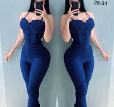 Ropa para dama Denim Fashion Outfits, Chic Denim Outfits, Outdoor Party Outfits, Dress Pants For Women, Outfit Elegantes, Big Girl Fashion, Fashion Sewing