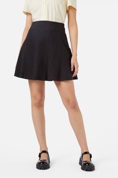 black Fitted A-line Mini Skirt With Lining, Summer High-rise Mini Skirt With Button Zip Fly, Cotton A-line Mini Skirt With Lining, Black A-line Mini Skirt With Lining, Black Mini Skirt With Button Closure, Princess Highway, Black Poppy, Cotton Viscose, Viscose Fabric