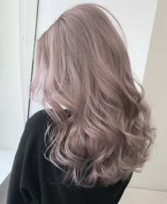 Greyish Pink Hair, Rose Ash Hair, Brownish Pink Hair, Pastel Purple Highlights, Hair Color Ideas Korean, Ashy Pink Hair