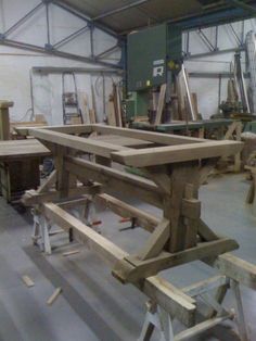 the table is being built in the shop