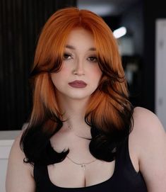 Red White And Black Hair, Best Hair Colors For Blue Eyes, Red Hair With Black Tips, Hair With Black Tips, Red Hair With Silver Highlights, Black Hair Red Tips, Red Hair With Black, Orange And Black Hair, Red Hair Streaks