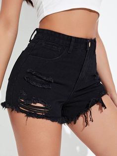 Frayed Denim, Casual Summer Shorts, Simple Trendy Outfits, Cute Simple Outfits, Ripped Denim, Really Cute Outfits, Denim Shorts Women