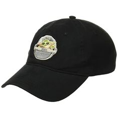 a black hat with an image of the child yoda in star wars on it