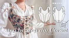 A corset with a heart neckline to emphasize romanticism. Making difficulty is medium and low!
I hope you have a romantic autumn with Emma Breeze Corset♥ Cottagecore Corset, Romantic Cottagecore, Corset Pattern, Couture Mode, Clothes Sewing Patterns, Dress Sewing