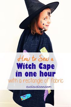 How to Sew a Witch Cape with a Rectangle of Fabric in 1 Hour - Cucicucicoo Witch Cape, Diy Projects For Adults, Diy Cape, Cape Pattern, Fall Sewing, Basic Sewing, Handmade Costumes