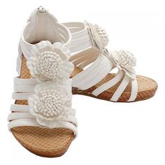 Link White Flower Strap Wedge Heel Sandals Toddler 9-Little Girls 4, $21.99 Strap Wedge, Wedge Heel Sandals, Girls Summer Outfits, White Flower, Heel Sandals, Wedge Heels, White Flowers