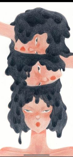 three women with black hair and one has her head in the other's hair