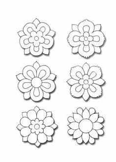 four different types of paper flowers on a white background