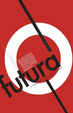 a red and white poster with the word futurao in black letters on it