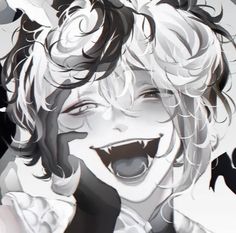 a drawing of a person with curly hair smiling